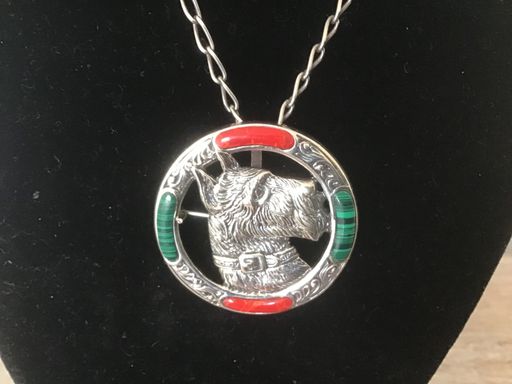 Vintage Silver Scottish Terrier Dog Brooch / Pendant