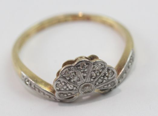 Rare Art Deco Diamond Fan Ring