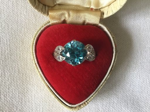 Very Pretty Vintage Sterling Silver 2.5 CT Blue Zircon Paste Ring