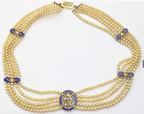 Rare Antique Five Row Seed Pearl Choker Necklace