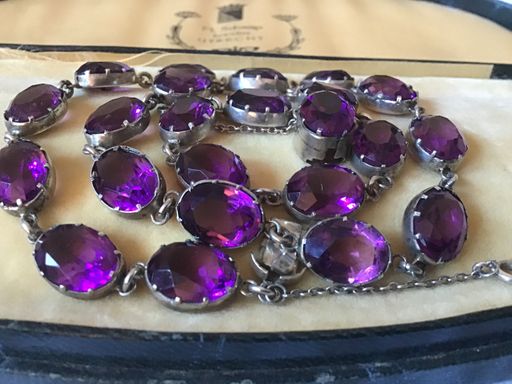 Fine Antique Silver & Amethyst Paste Rivière Neclace